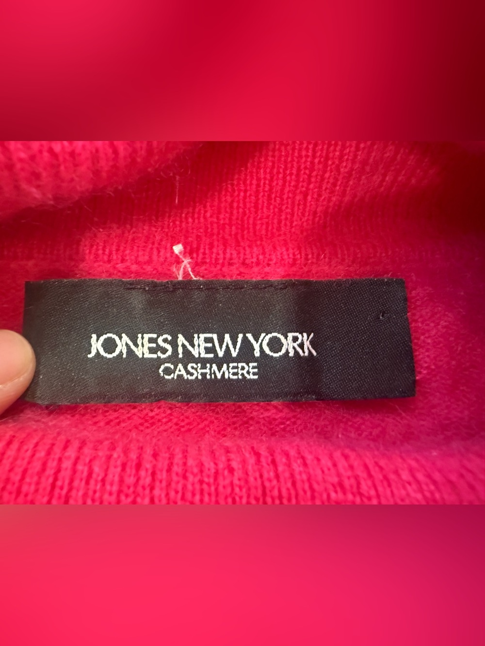 Jones New York 100% Cashmere Cowl Neck Top S/M Fuchsia Hot Pink 2-Way Sweater - Picture 7 of 8